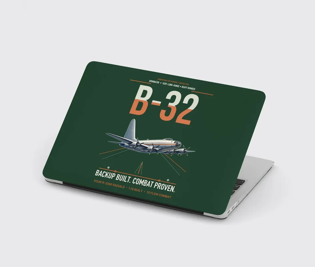 B-32 Dominator design on dark green MacBook case