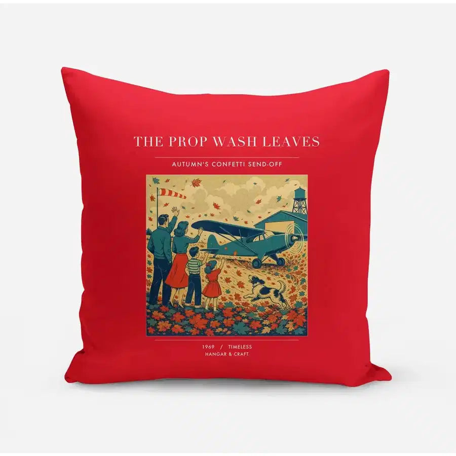 VINTAGE G4450 - The Prop Wash Leaves - Designed Pillows design on red