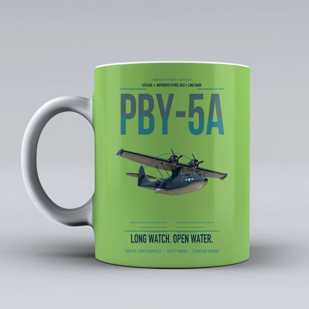 PBY-5A Catalina design on light green ceramic mug, double-side print
