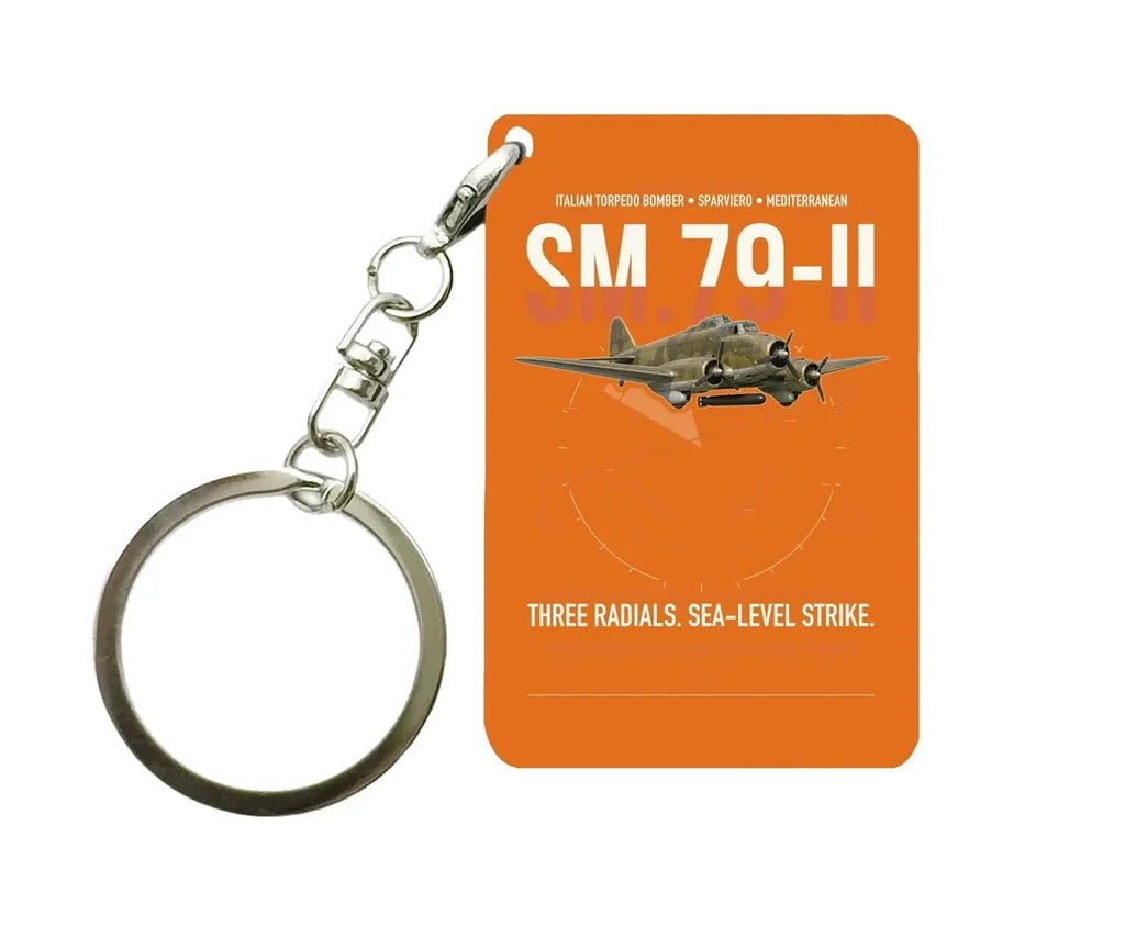 Savoia-Marchetti SM.79-II Sparviero design on orange designed key chain, double-side print
