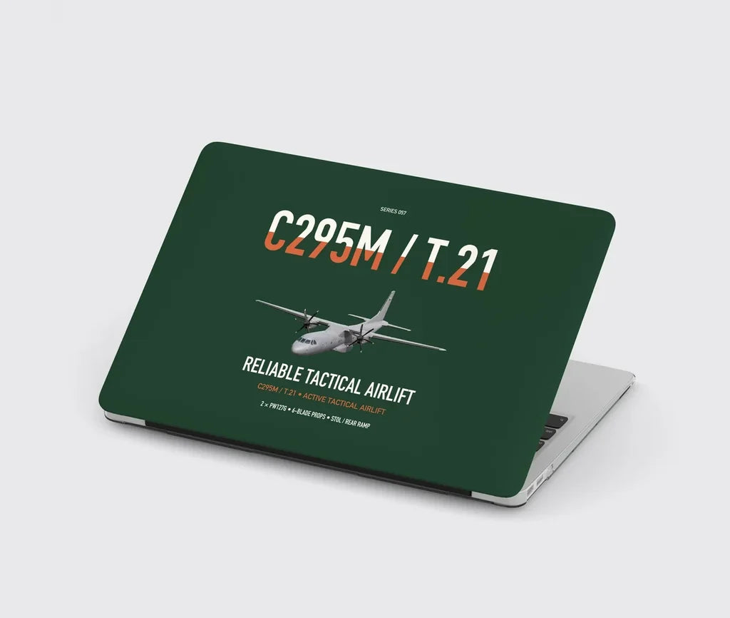 Airbus C295M T.21 design on dark green MacBook case