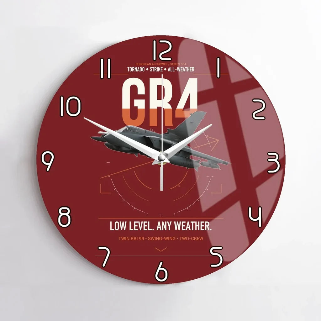 Panavia Tornado GR4 design on dark red no frame wall clock