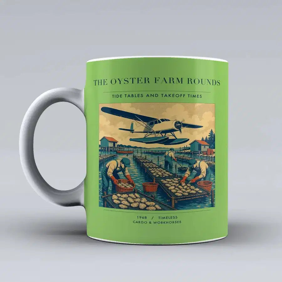 VINTAGE G4446 - The Oyster Farm Rounds - Ceramic Mug design on lightgreen