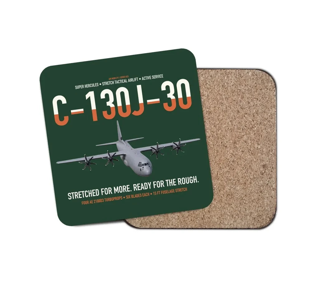 C-130J-30 Super Hercules design on dark green 1 piece coaster