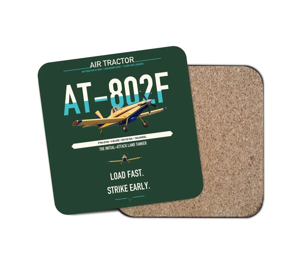 Air Tractor AT-802F design on dark green 1 piece coaster