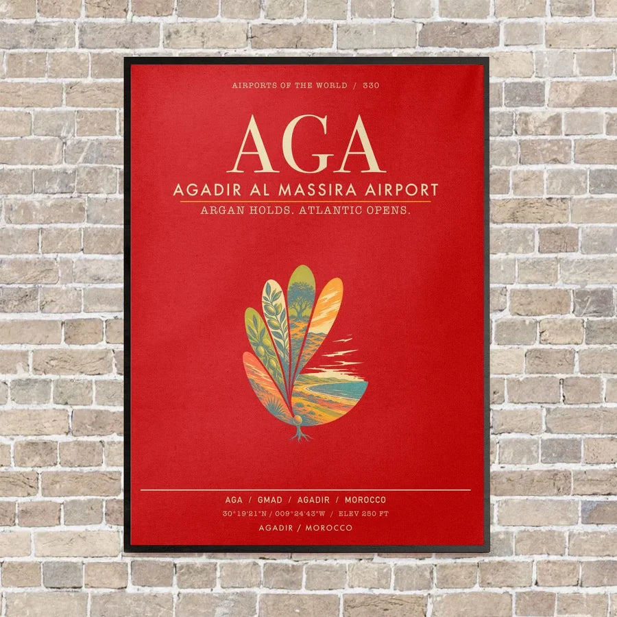 Agadir Al Massira Airport AGA - Canvas Framed - Red