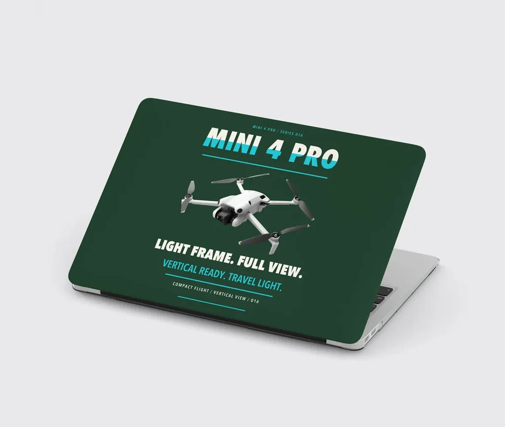 DJI Mini 4 Pro design on dark green MacBook case