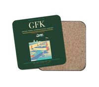 Thumbnail for Grand Forks International Airport (GFK) design on dark green 1 piece coaster
