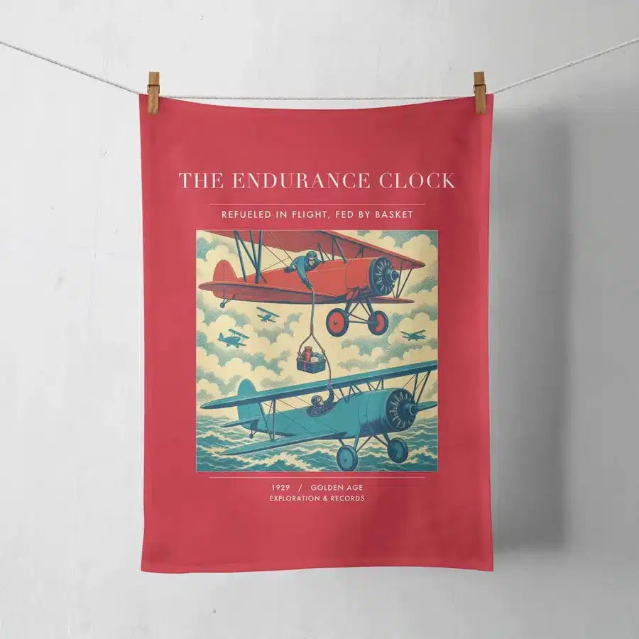 VINTAGE G4203 - The Endurance Clock - Designed Towels design on red