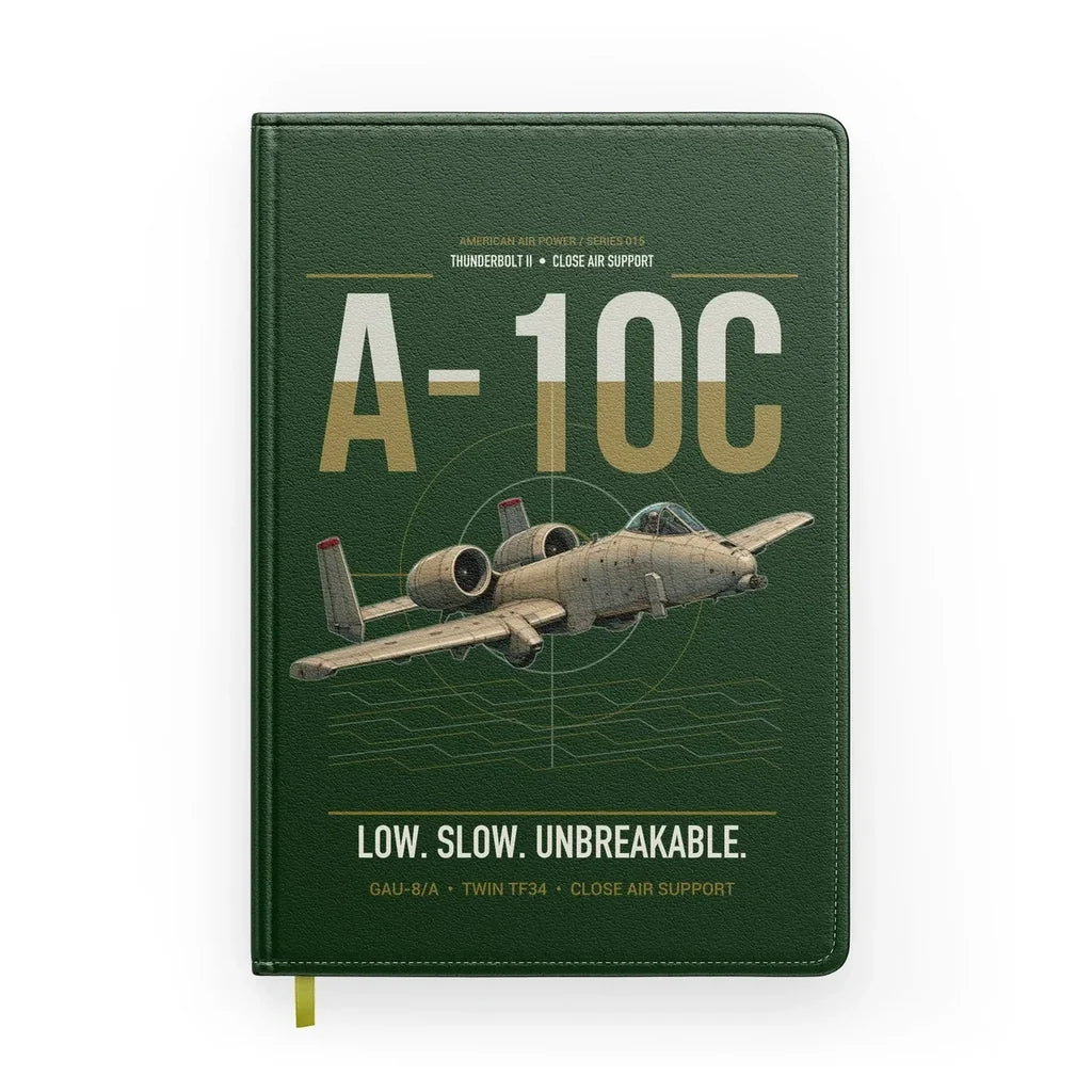 A-10C Thunderbolt II design on dark green notebook
