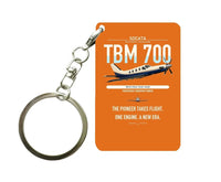Thumbnail for Socata TBM 700 design on orange designed key chain, double-side print