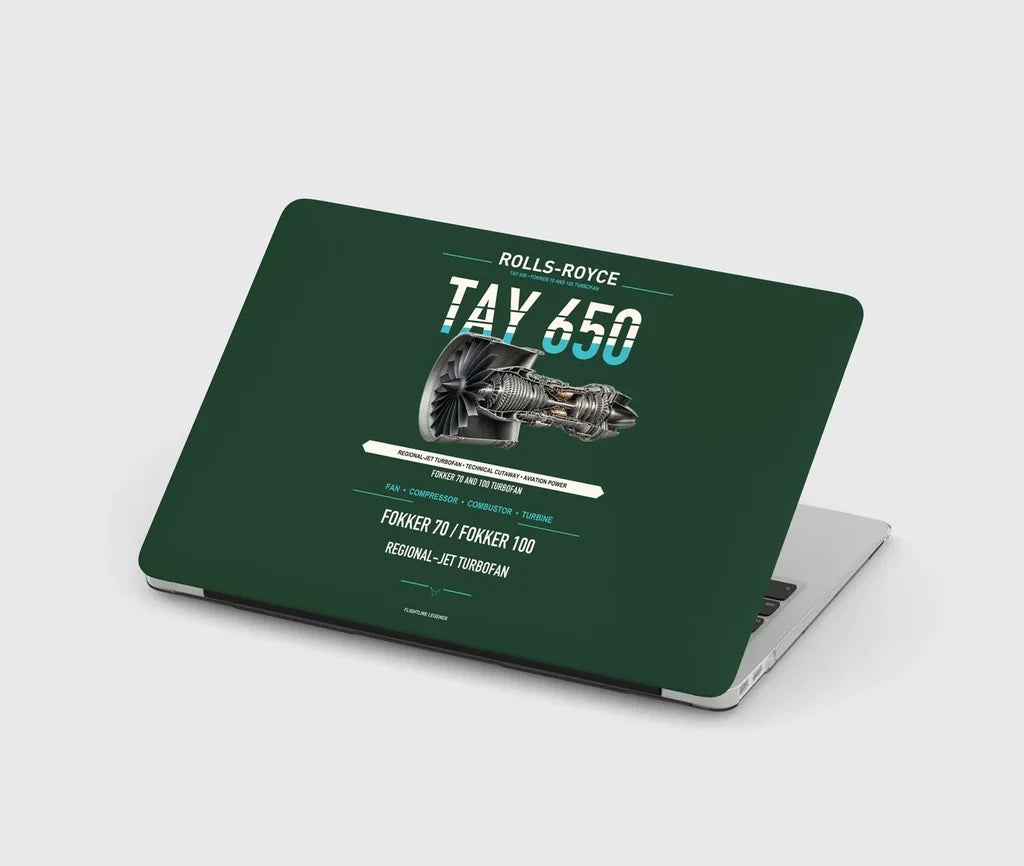 TAY 650 design on dark green MacBook case