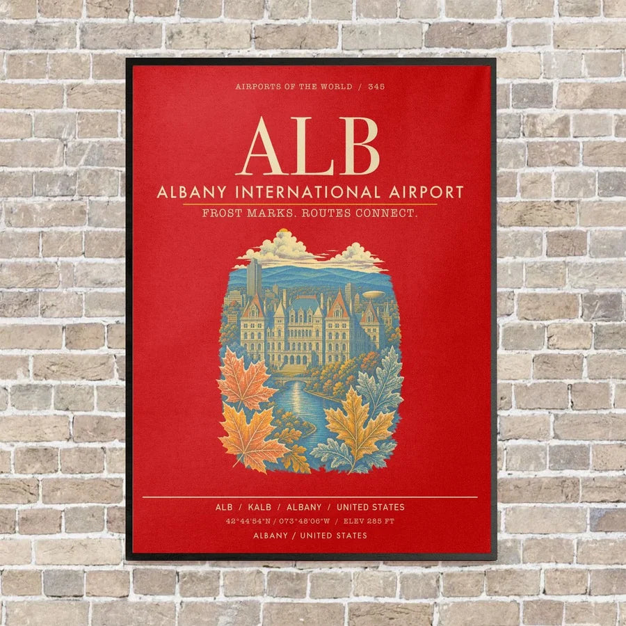 Albany International Airport ALB - Canvas Framed - Red