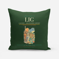 Thumbnail for Limoges – Bellegarde Airport (LIG) design on dark green pillow