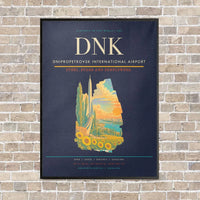 Thumbnail for Dnipropetrovsk International Airport DNK vertical canvas print - framed - navy blue background