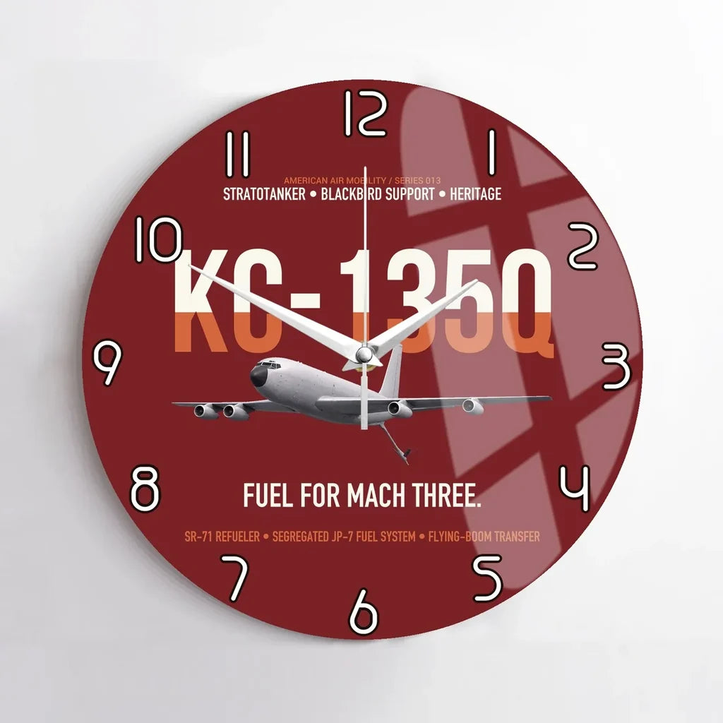 KC-135Q Blackbird Tanker design on dark red no frame wall clock