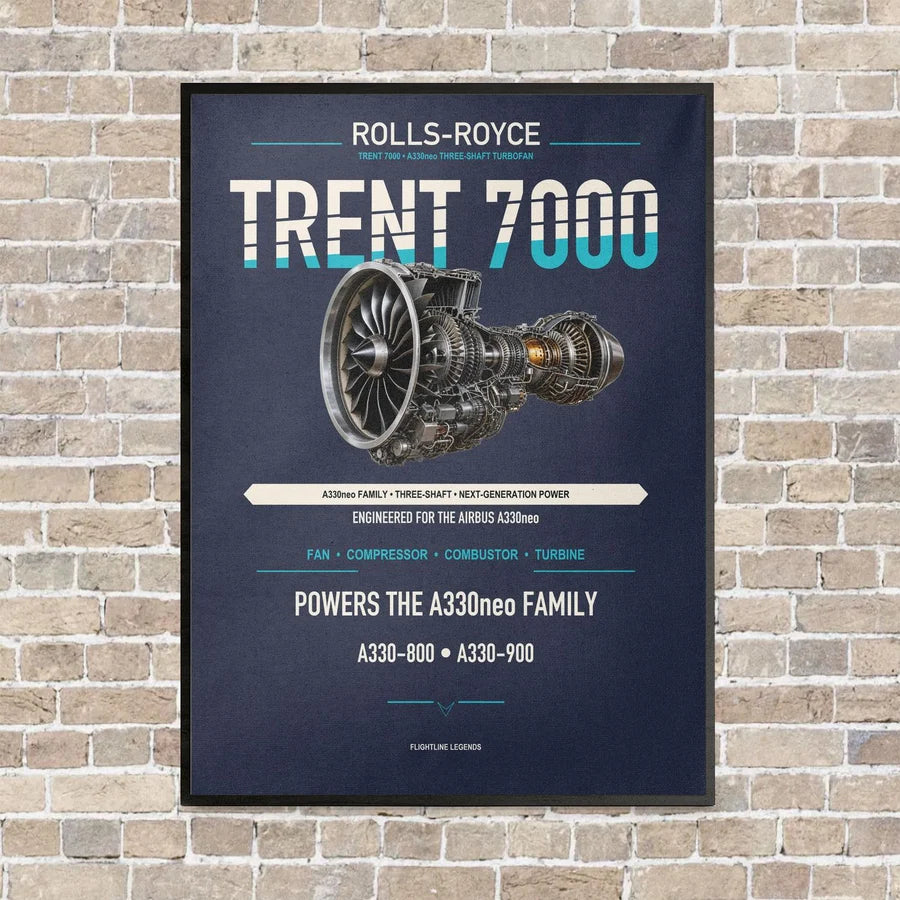 TRENT 7000 vertical canvas print - framed - navy blue background