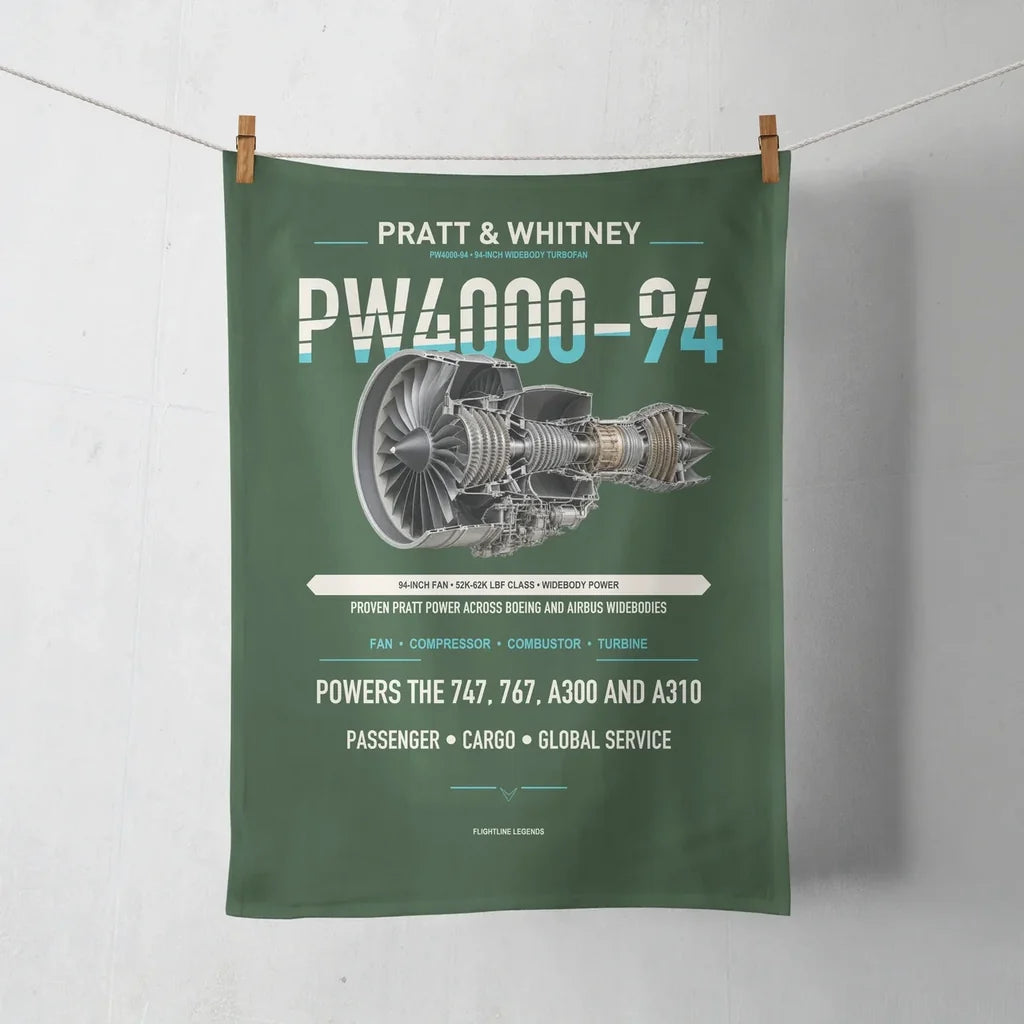 PW4000-94 design on dark green towel