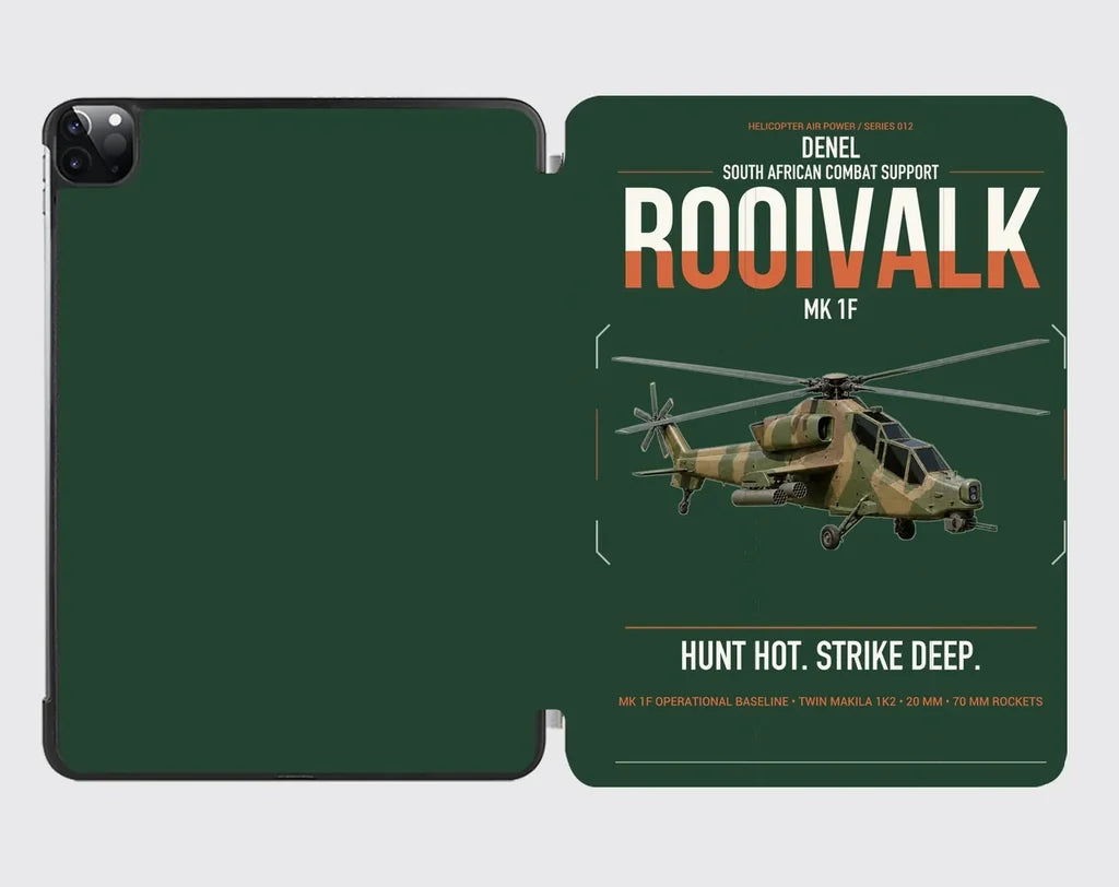 Denel Rooivalk Mk 1F design on dark green ipad tablet case