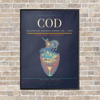 Thumbnail for Yellowstone Regional Airport COD — Cody vertical canvas print - framed - navy blue background