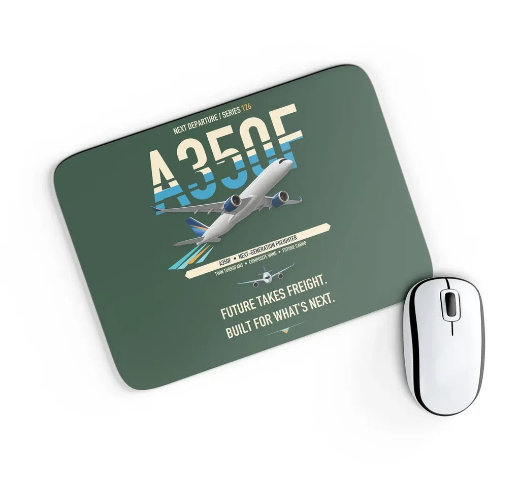 Airbus A350F design on dark green rectangle mouse pad