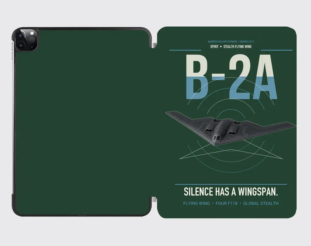 B-2A Spirit design on dark green ipad tablet case
