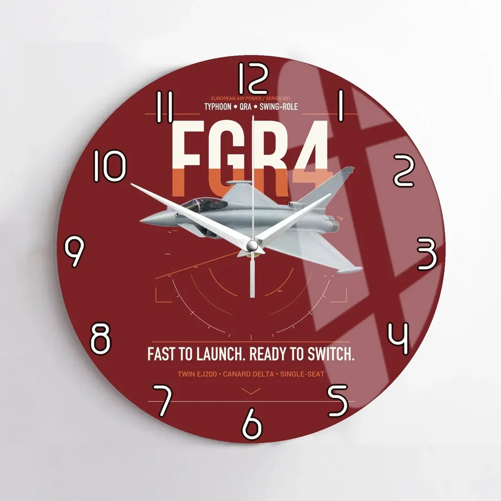 Eurofighter Typhoon FGR4 design on dark red no frame wall clock