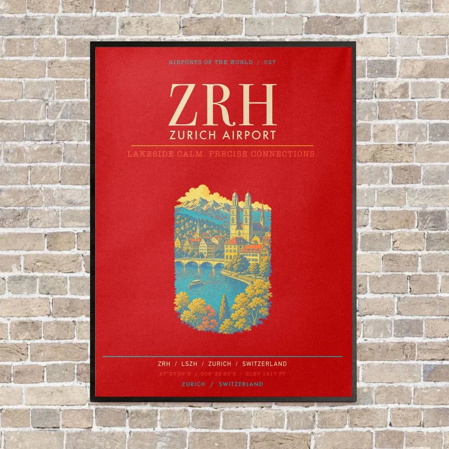 Zurich Airport ZRH - Canvas Framed - Red
