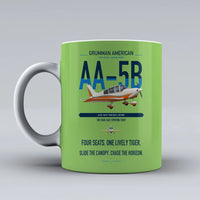 Thumbnail for Grumman American AA-5B Tiger design on light green ceramic mug, double-side print