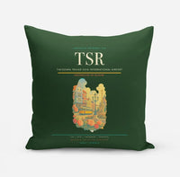 Thumbnail for Timișoara Traian Vuia International Airport (TSR) design on dark green pillow