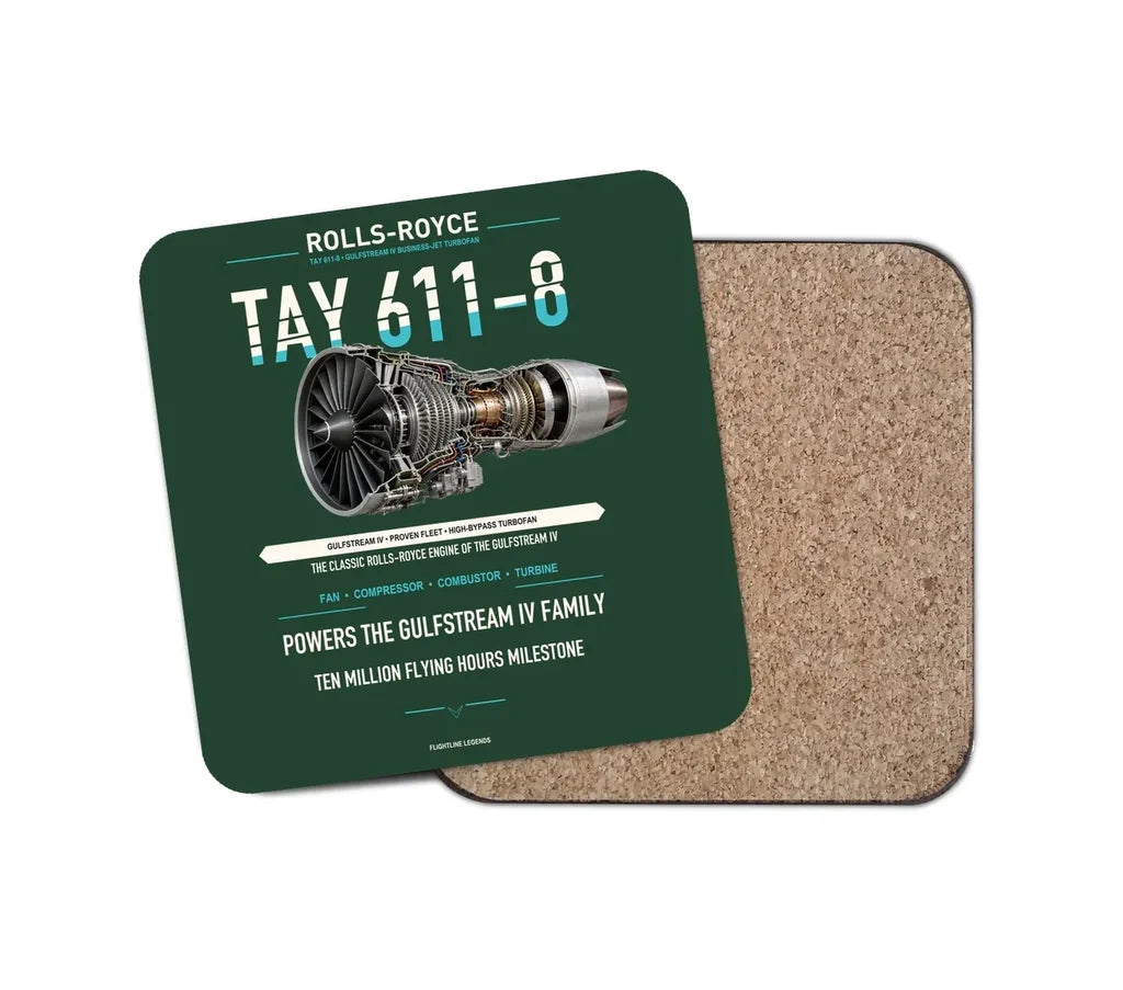 TAY 611-8 design on dark green 1 piece coaster