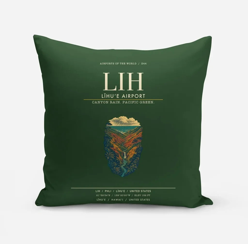 Līhuʻe Airport (LIH) design on dark green pillow