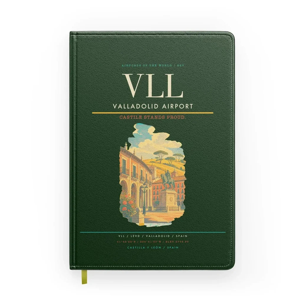 Valladolid Airport (VLL) design on dark green notebook