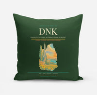 Thumbnail for Dnipropetrovsk International Airport (DNK) design on dark green pillow