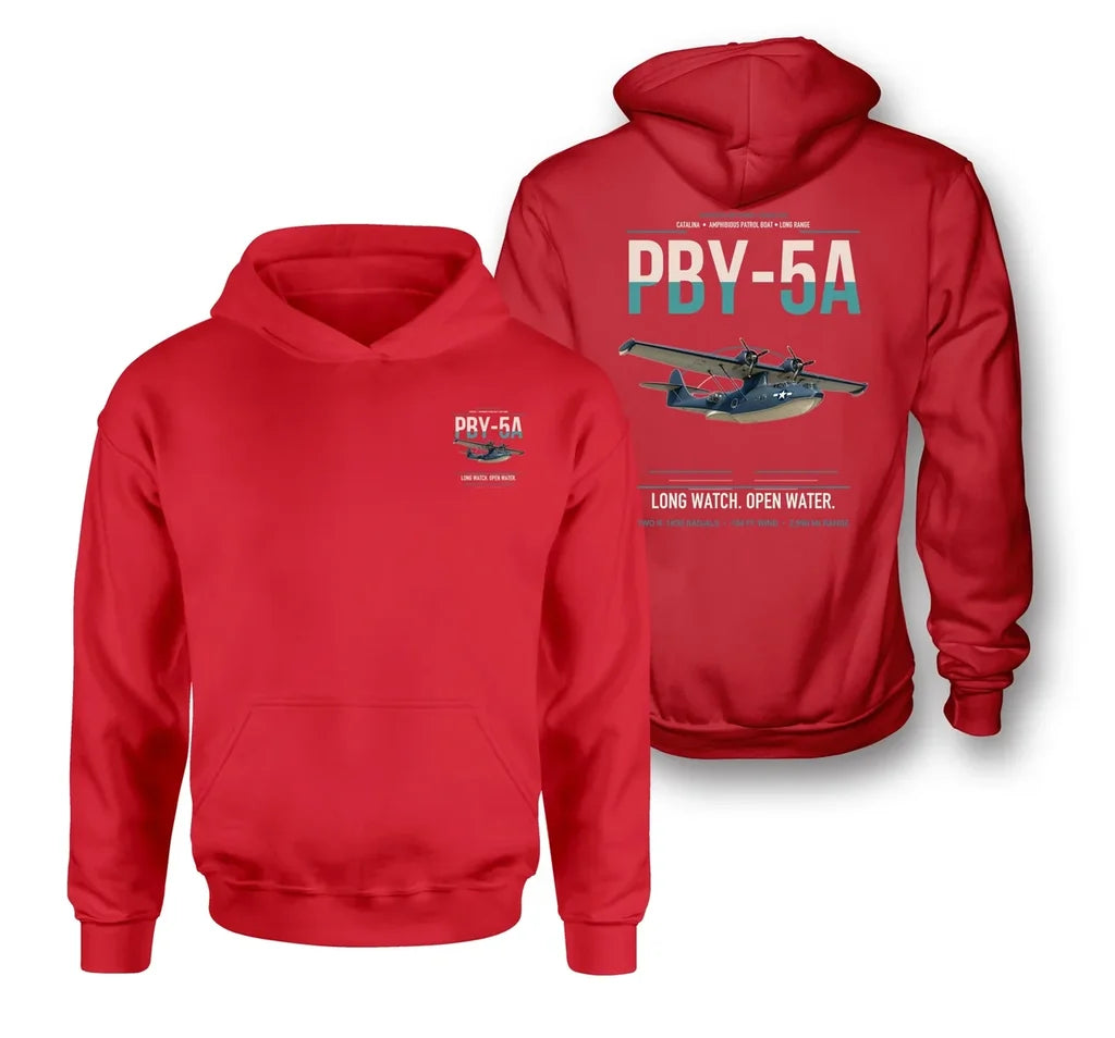 PBY-5A Catalina design on red double-side hoodie, double-side print
