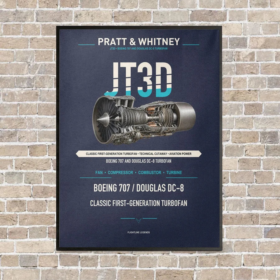 JT3D vertical canvas print - framed - navy blue background