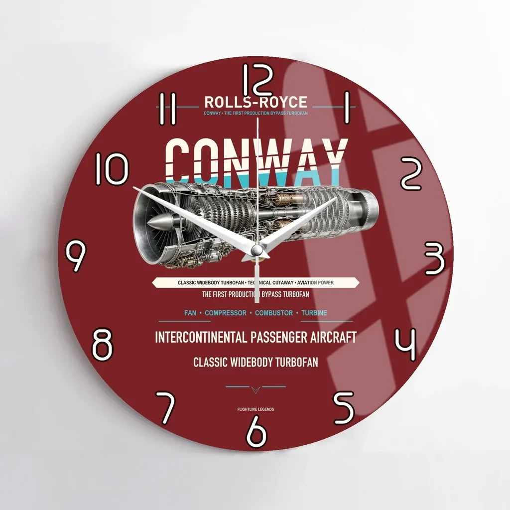 CONWAY design on dark red no frame wall clock