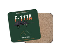 Thumbnail for F-117A Nighthawk Own The Night design on dark green 1 piece coaster