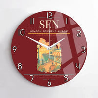Thumbnail for London Southend Airport (SEN) design on dark red no frame wall clock