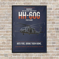 Thumbnail for Sikorsky HH-60G Pave Hawk vertical canvas print - framed - navy blue background