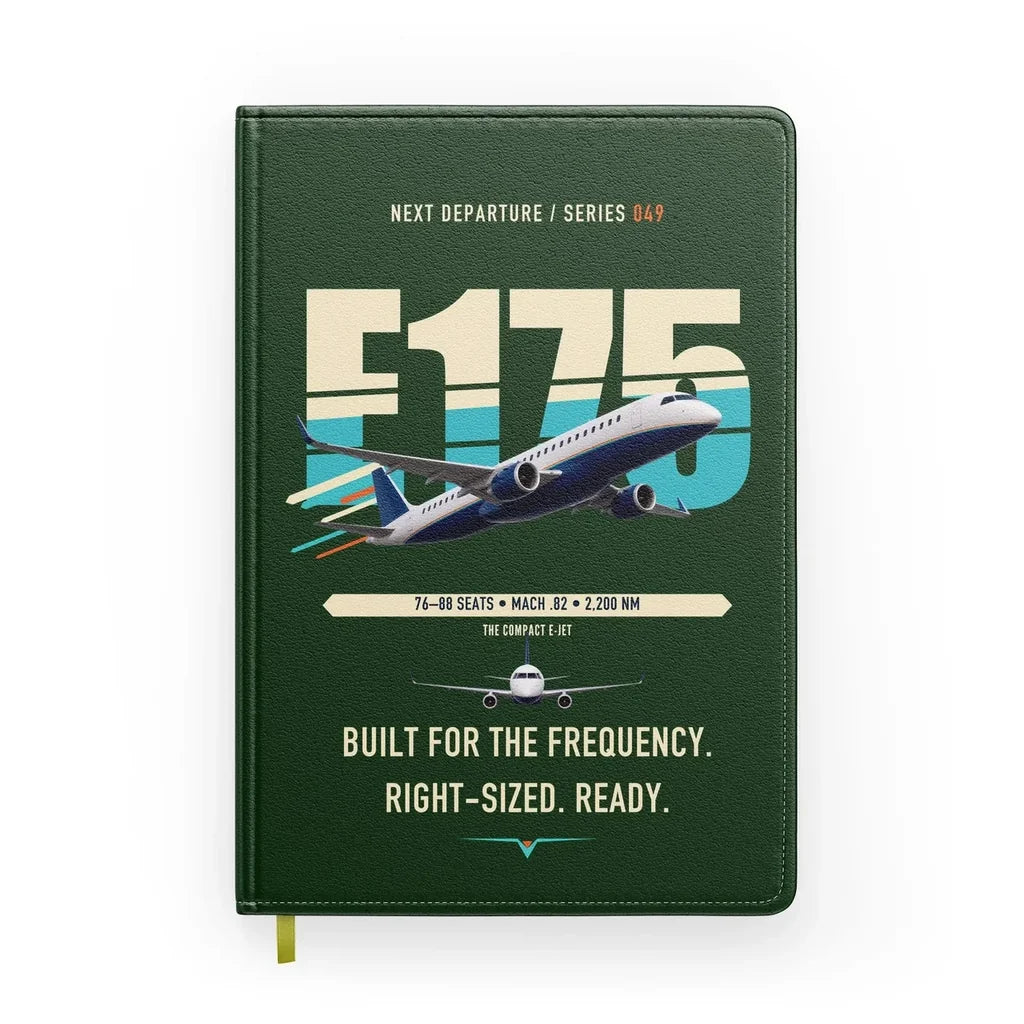 Embraer E175 design on dark green notebook