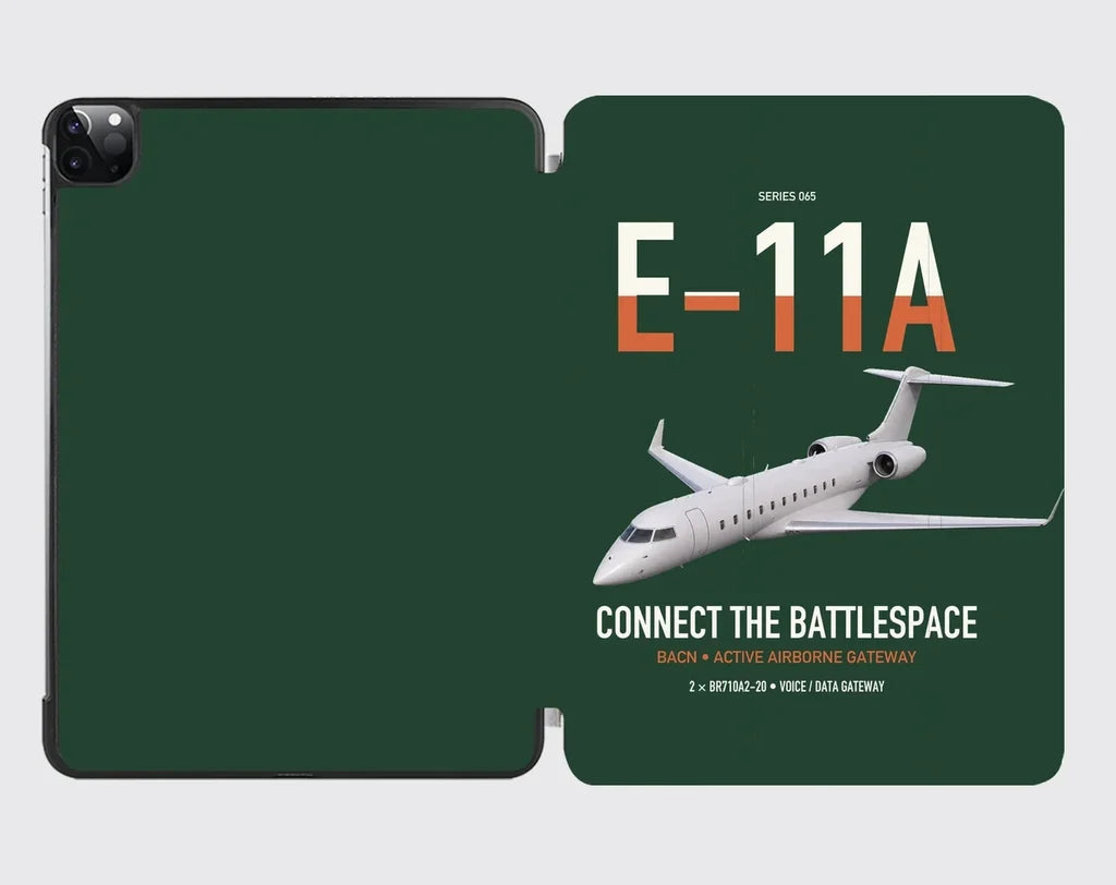 E-11A BACN design on dark green ipad tablet case