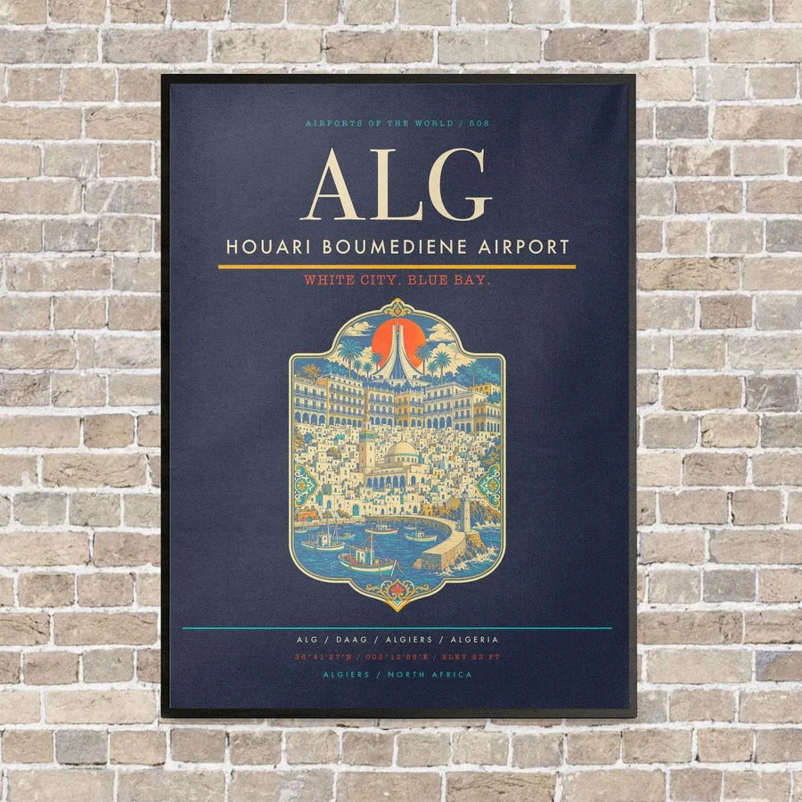Houari Boumediene Airport ALG - Canvas Framed - Navy Blue