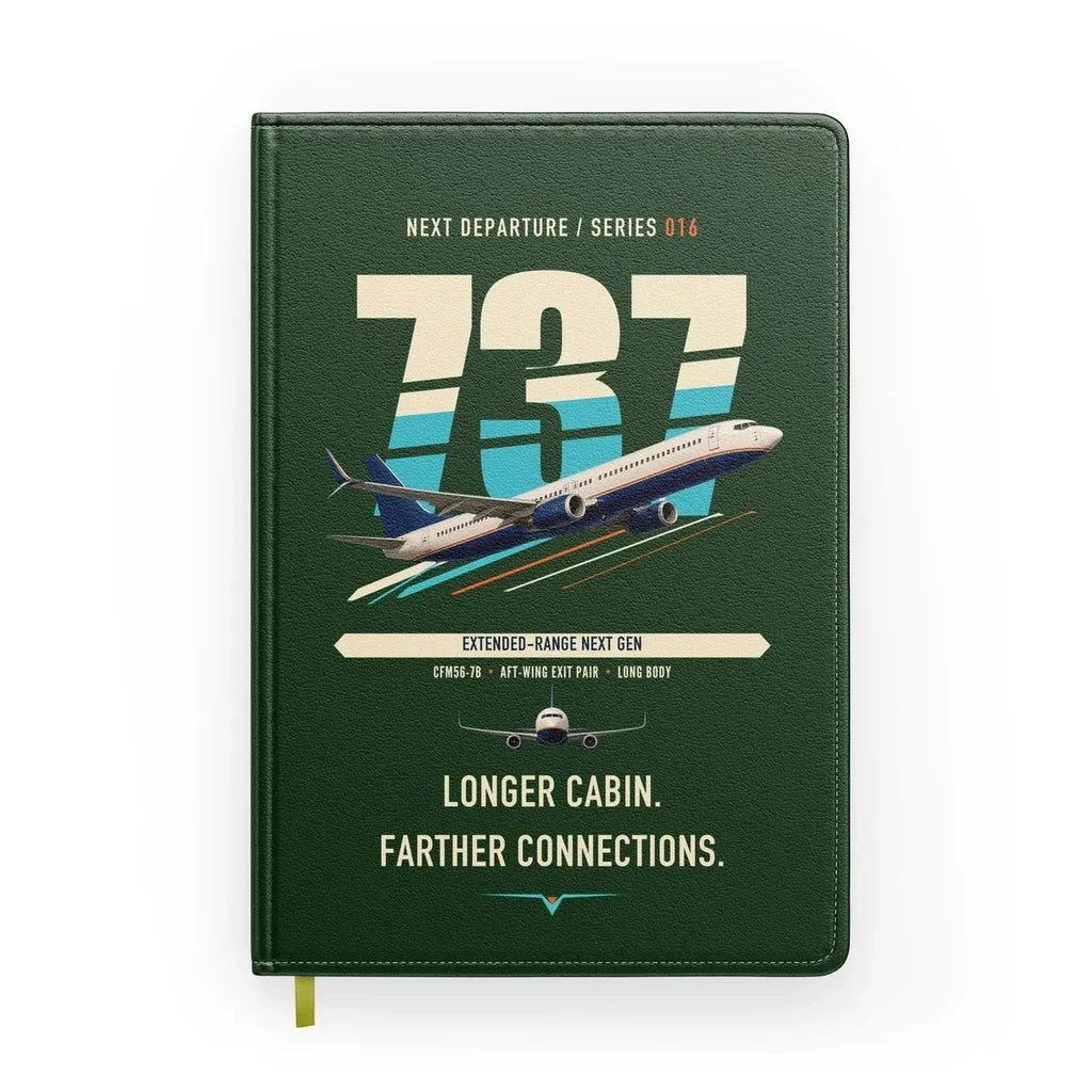 Boeing 737-900ER design on dark green notebook