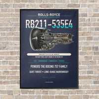 Thumbnail for RB211-535E4 vertical canvas print - framed - navy blue background