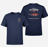 Thumbnail for SUBARU Bell 412EPX design on navy blue t-shirt, double-side print