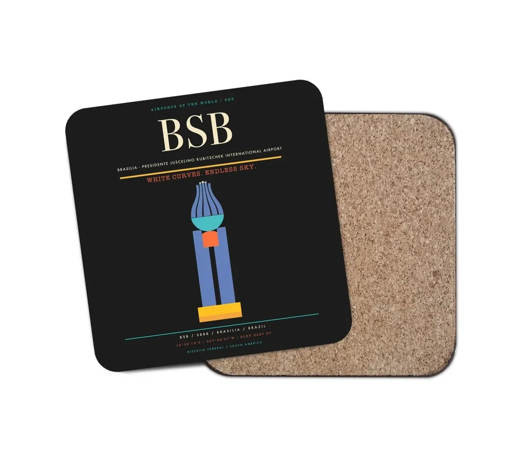 Brasilia - Presidente Juscelino Kubitschek International Airport BSB Coaster 1-Piece - Black