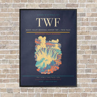 Thumbnail for Magic Valley Regional Airport TWF — Twin Falls vertical canvas print - framed - navy blue background