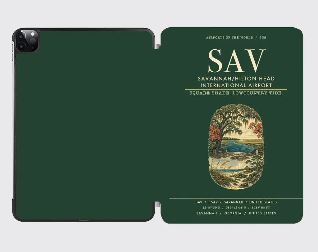 Savannah-Hilton Head International Airport (SAV) design on dark green ipad tablet case