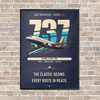 Thumbnail for Boeing 737-300 Classic vertical canvas print - framed - navy blue background